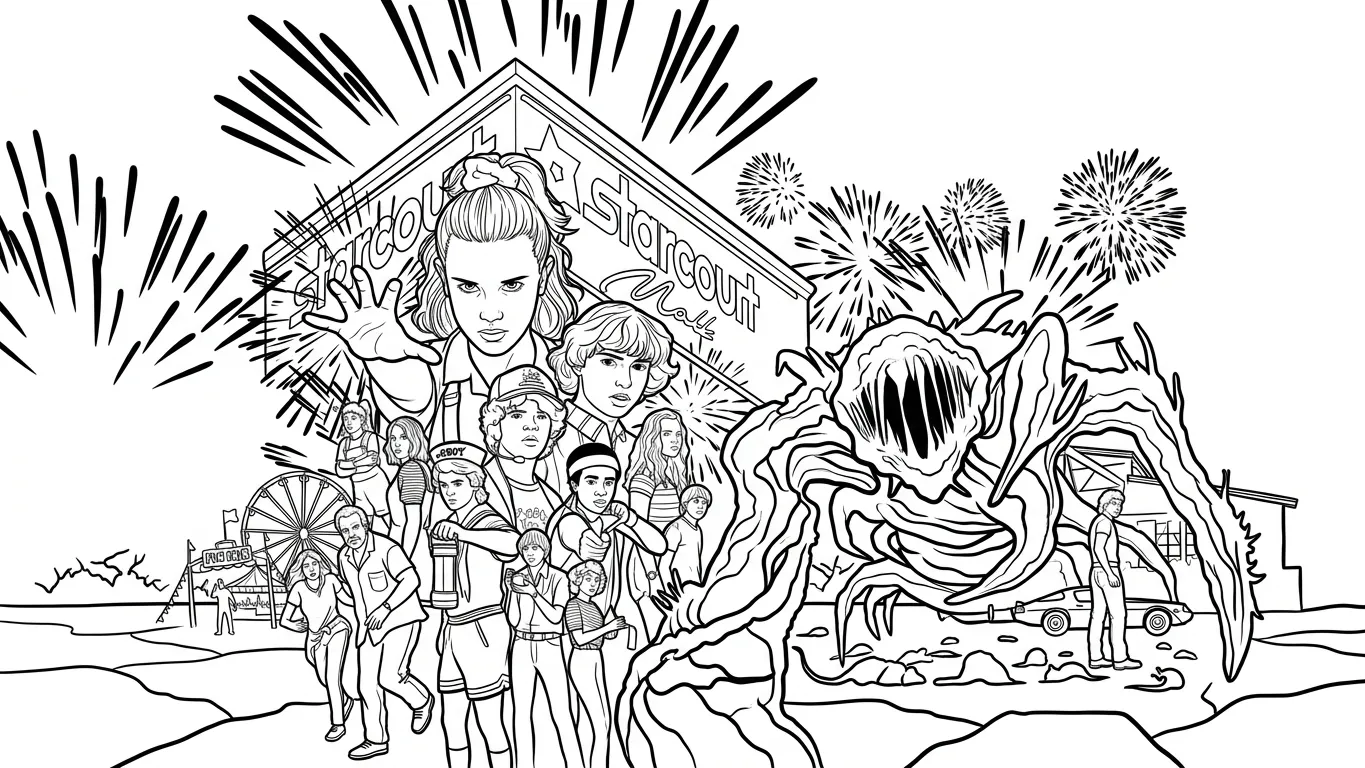 Stranger Things Desenhos para colorir para crianças de 8 anos