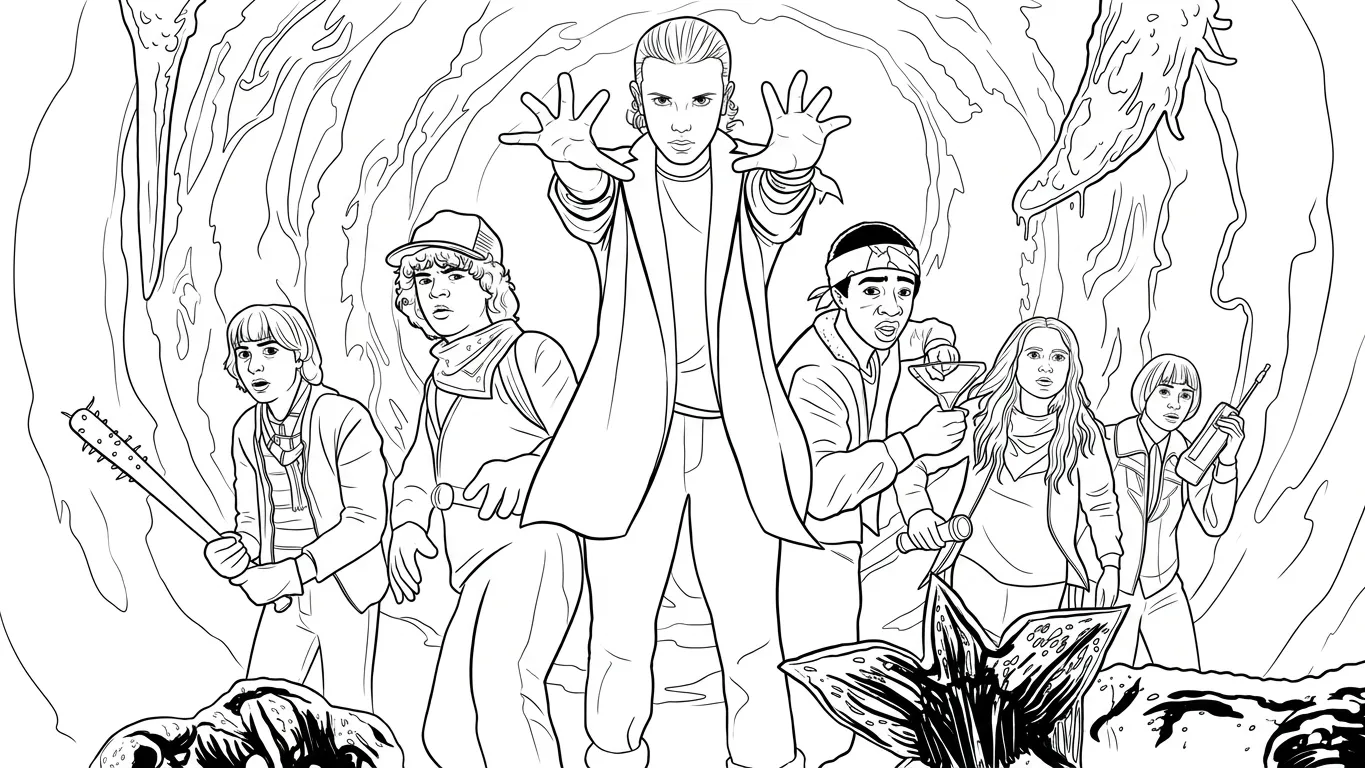 Stranger Things Desenhos para colorir para crianças imprimirem