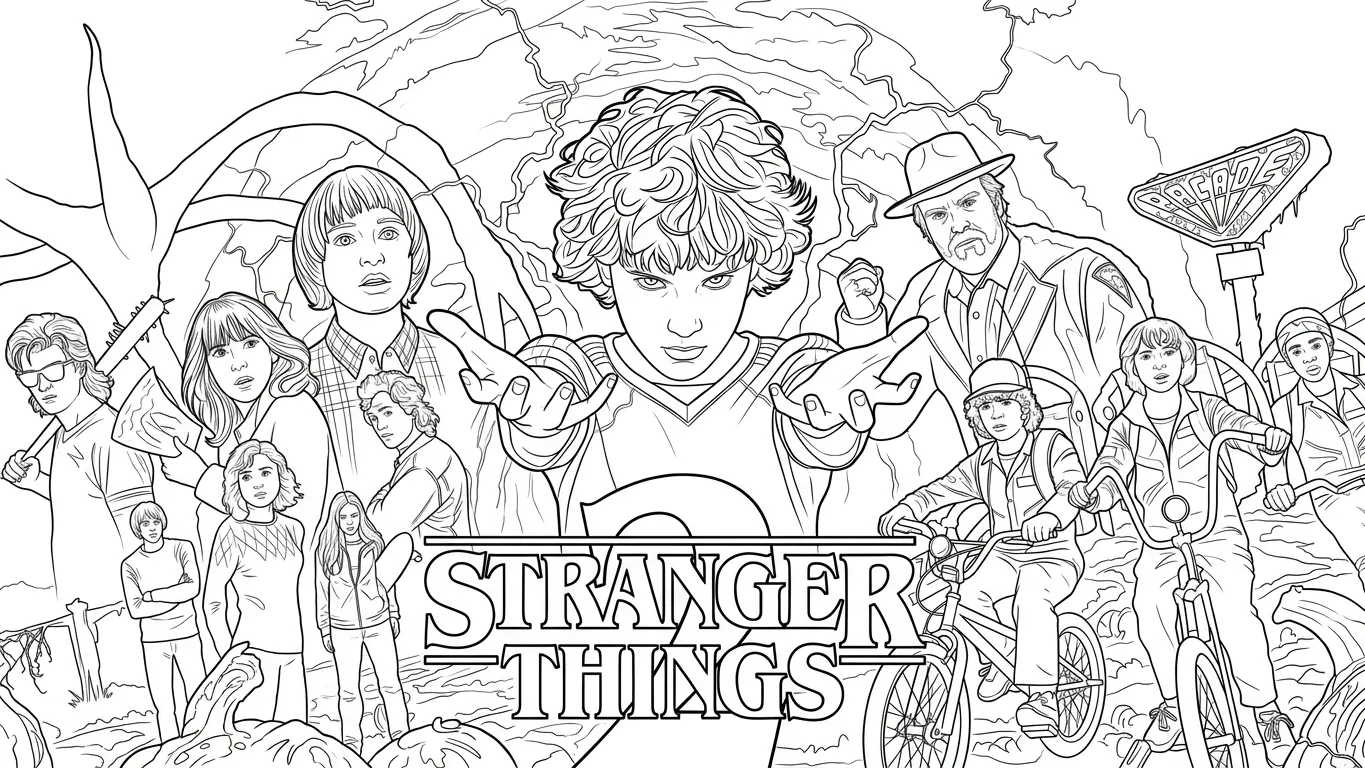 Stranger Things Desenhos para colorir para imprimir para um menino de 6 anos
