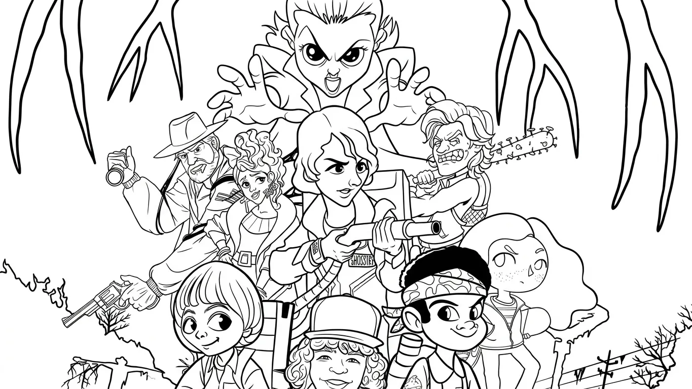 Stranger Things Página para colorir e desenho para imprimir 1