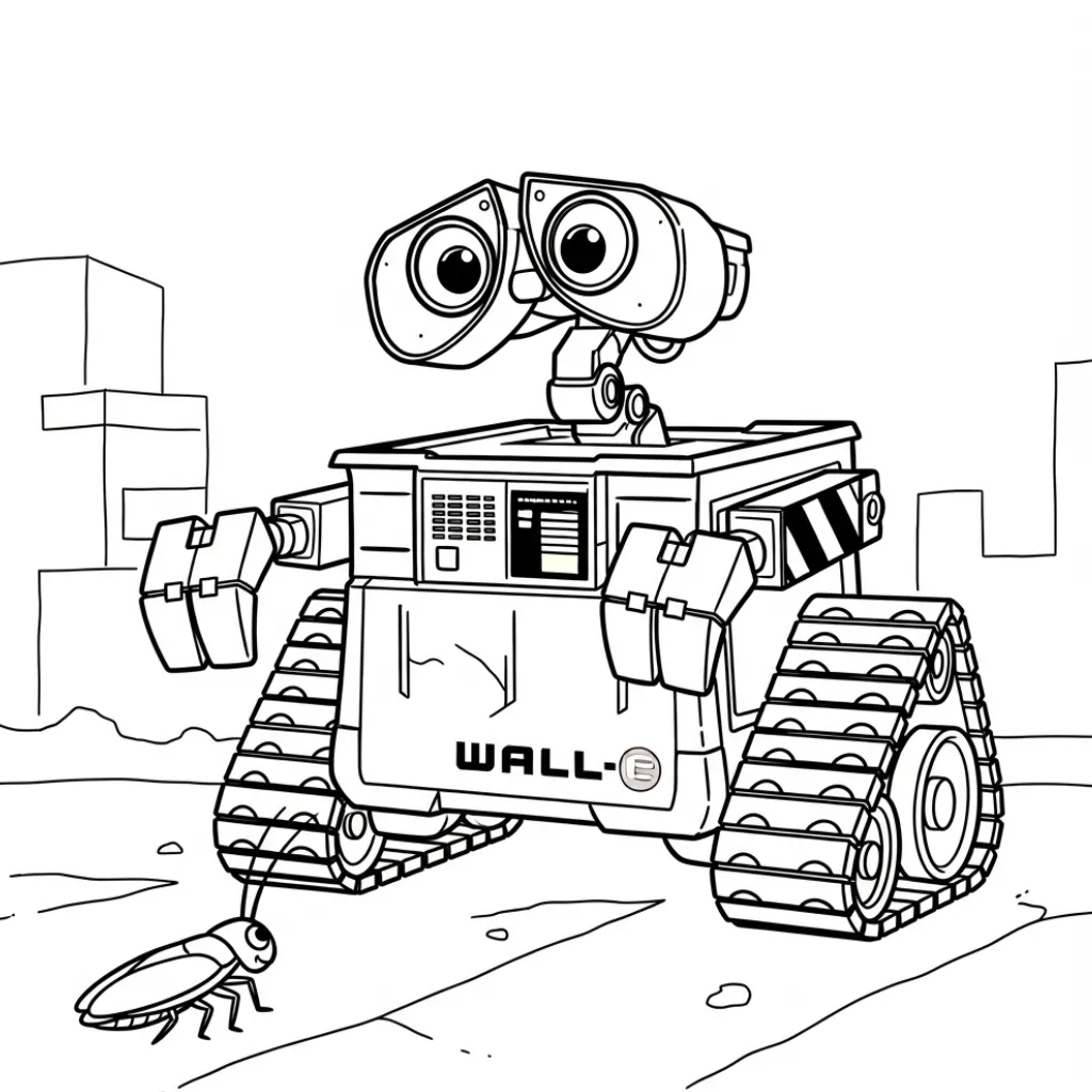 WALL E 17 para colorear para imprimir para niño de 4 años