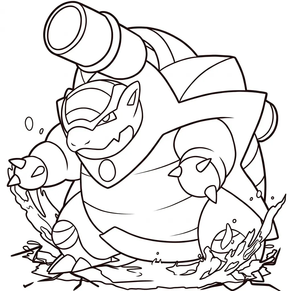 Blastoise 8 para colorear para imprimir para niño de 4 años