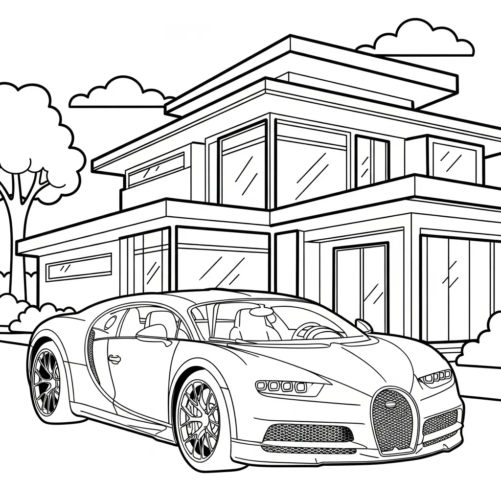 Bugatti 14 para colorear para niños para descargar