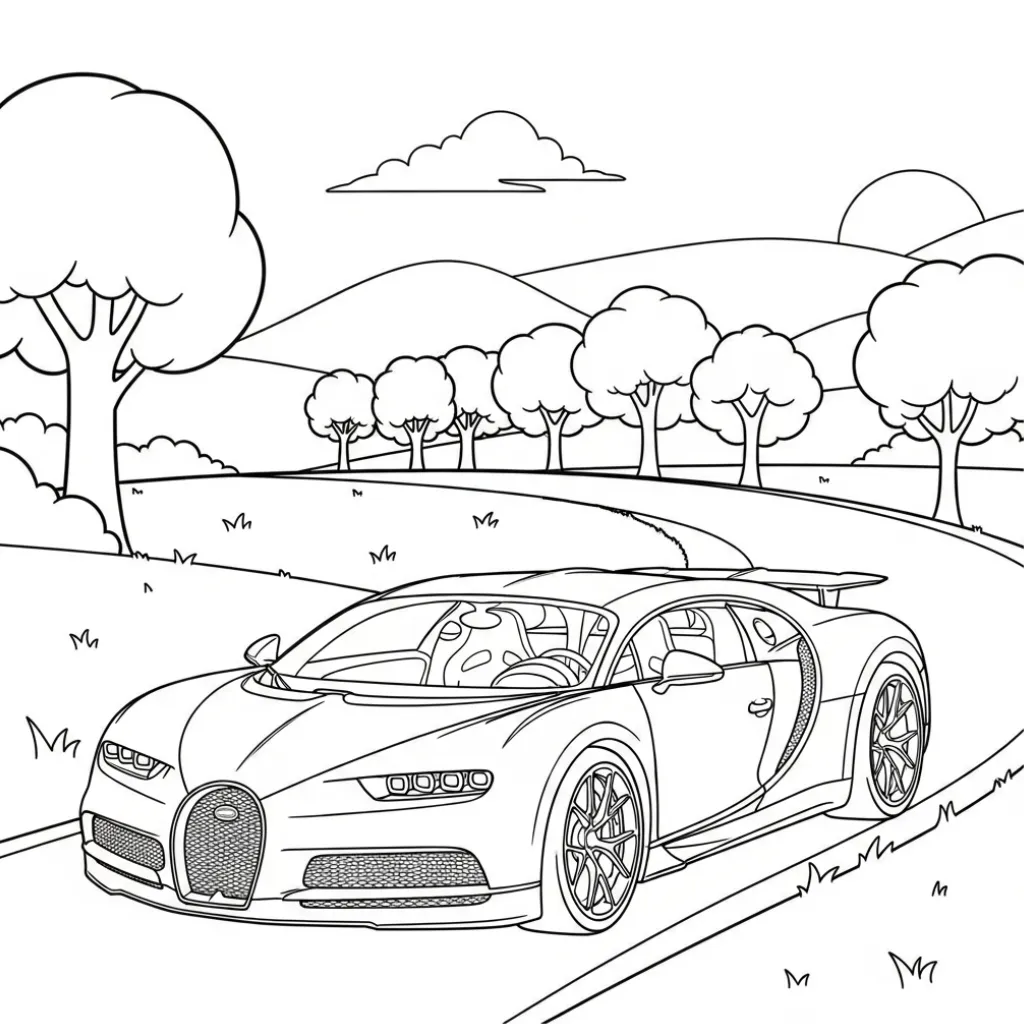 imprimir Bugatti 2 para colorear para niño