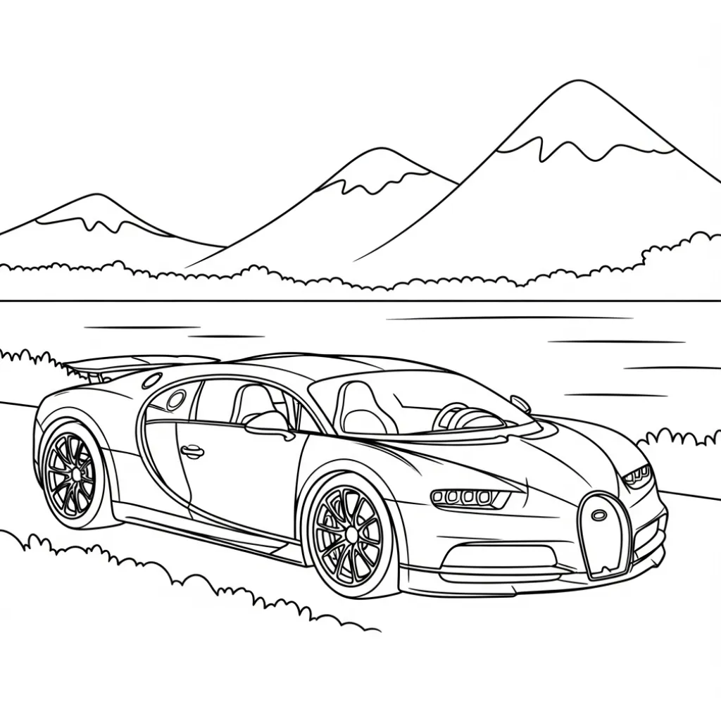 Bugatti 21 para colorear para imprimir para niño de 8 años