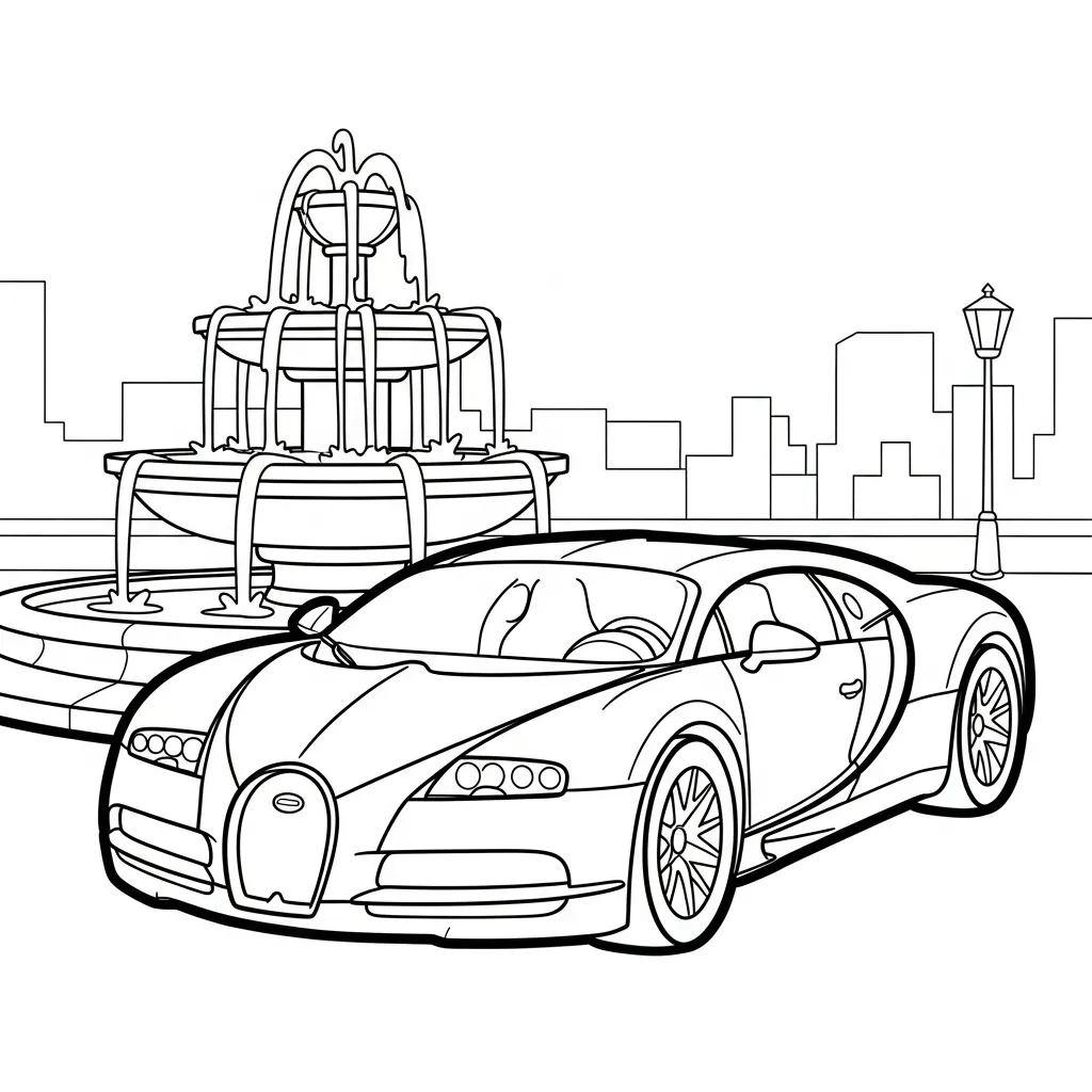 Bugatti 23 para colorear educativo para niño