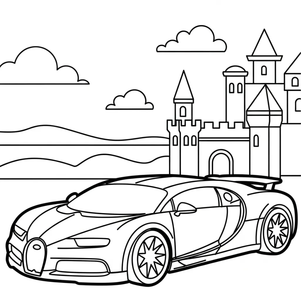 Bugatti 28 para colorear para niño de 2 años
