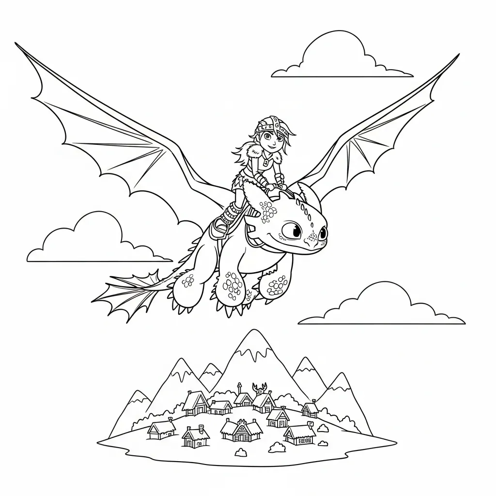 Cómo Entrenar A Tu Dragón 7 para colorear para niños