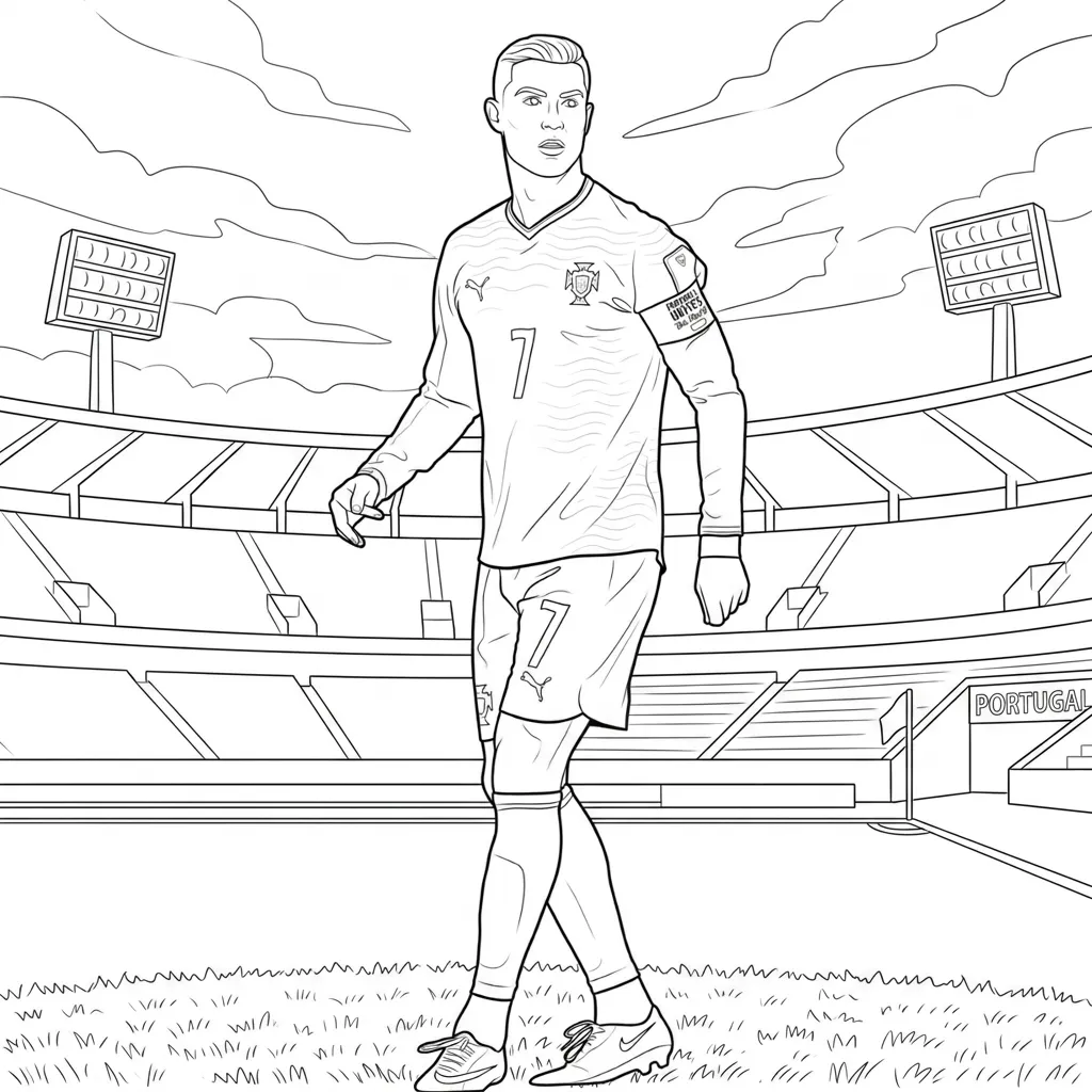 Cristiano Ronaldo 10 para colorear para bebé para imprimir
