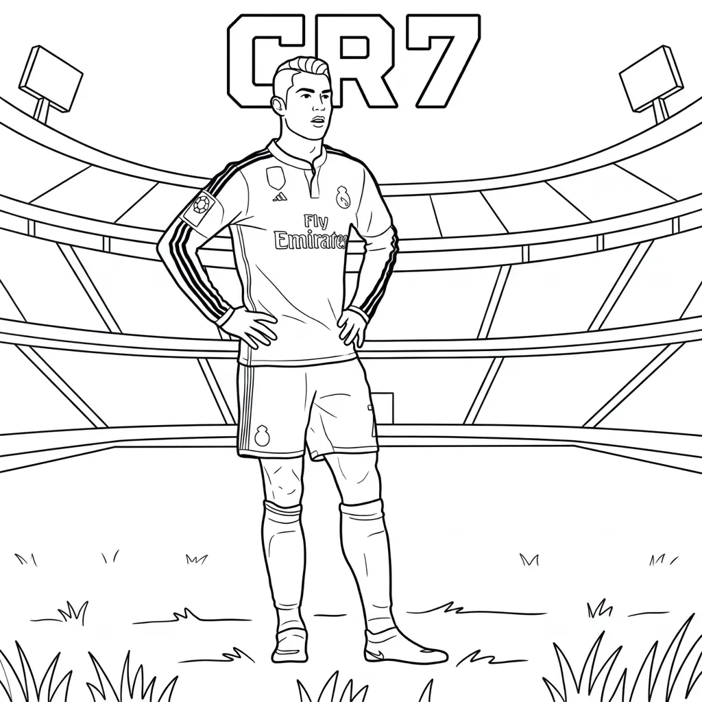 Cristiano Ronaldo 12 para colorear para niños para imprimir gratis