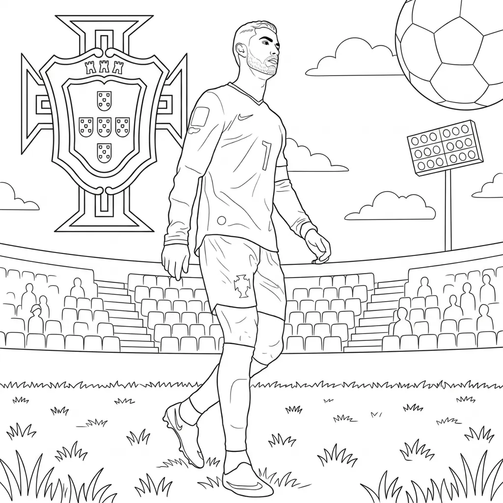 Cristiano Ronaldo 13 para colorear para niño gratis
