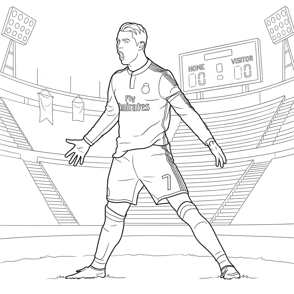 Cristiano Ronaldo 16 para colorear para imprimir para niño de 4 años