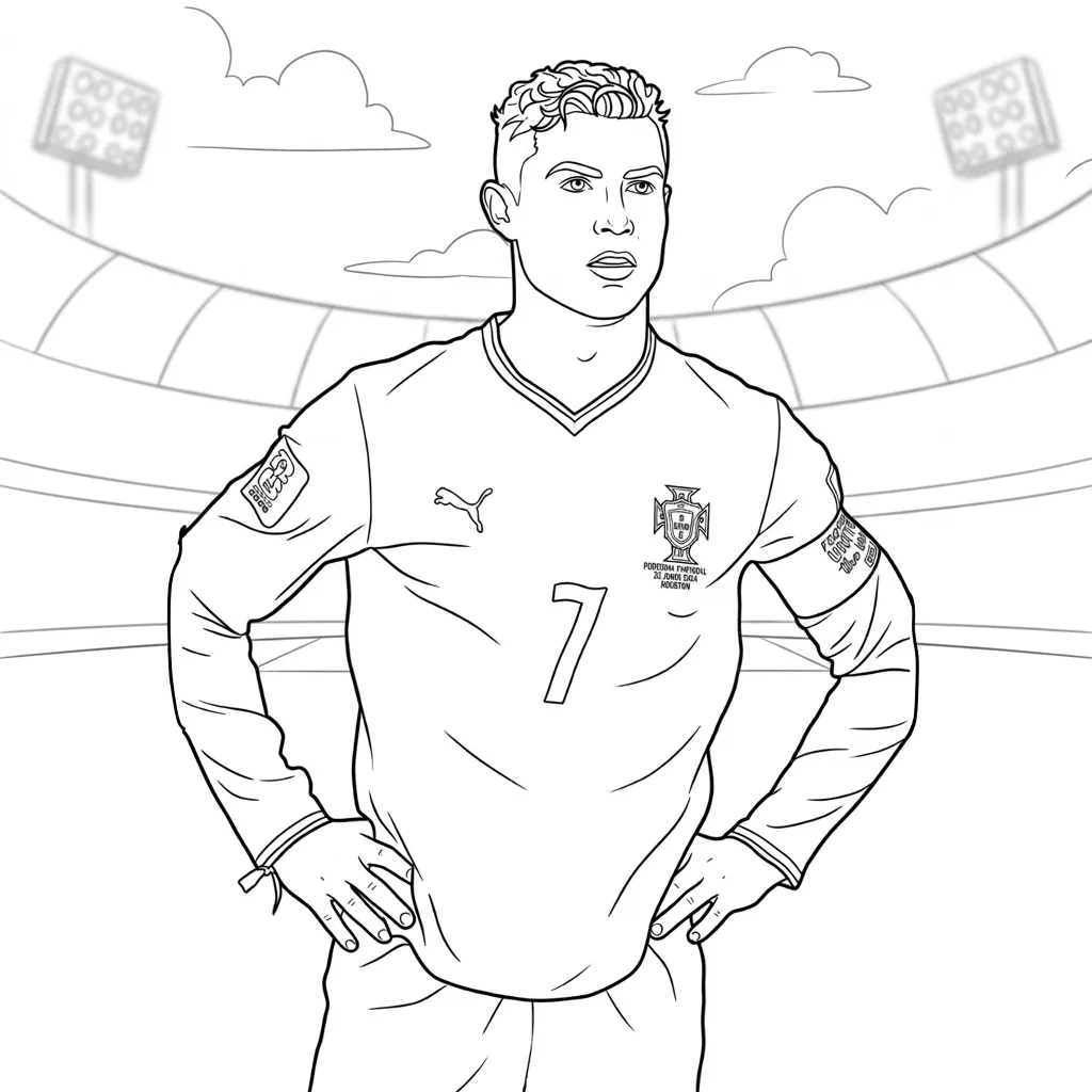 Cristiano Ronaldo 17 para colorear para imprimir kawaii