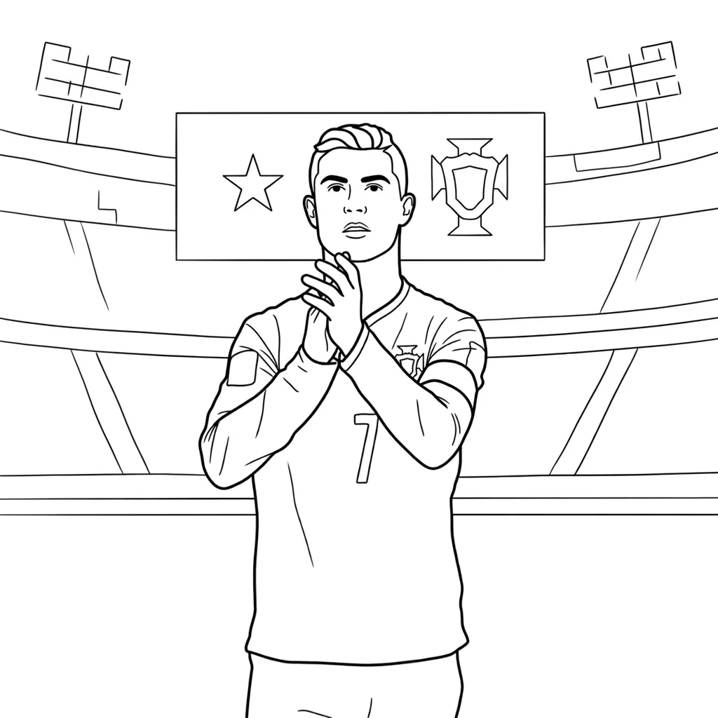 Cristiano Ronaldo 19 para colorear para imprimir para niño de 10 años