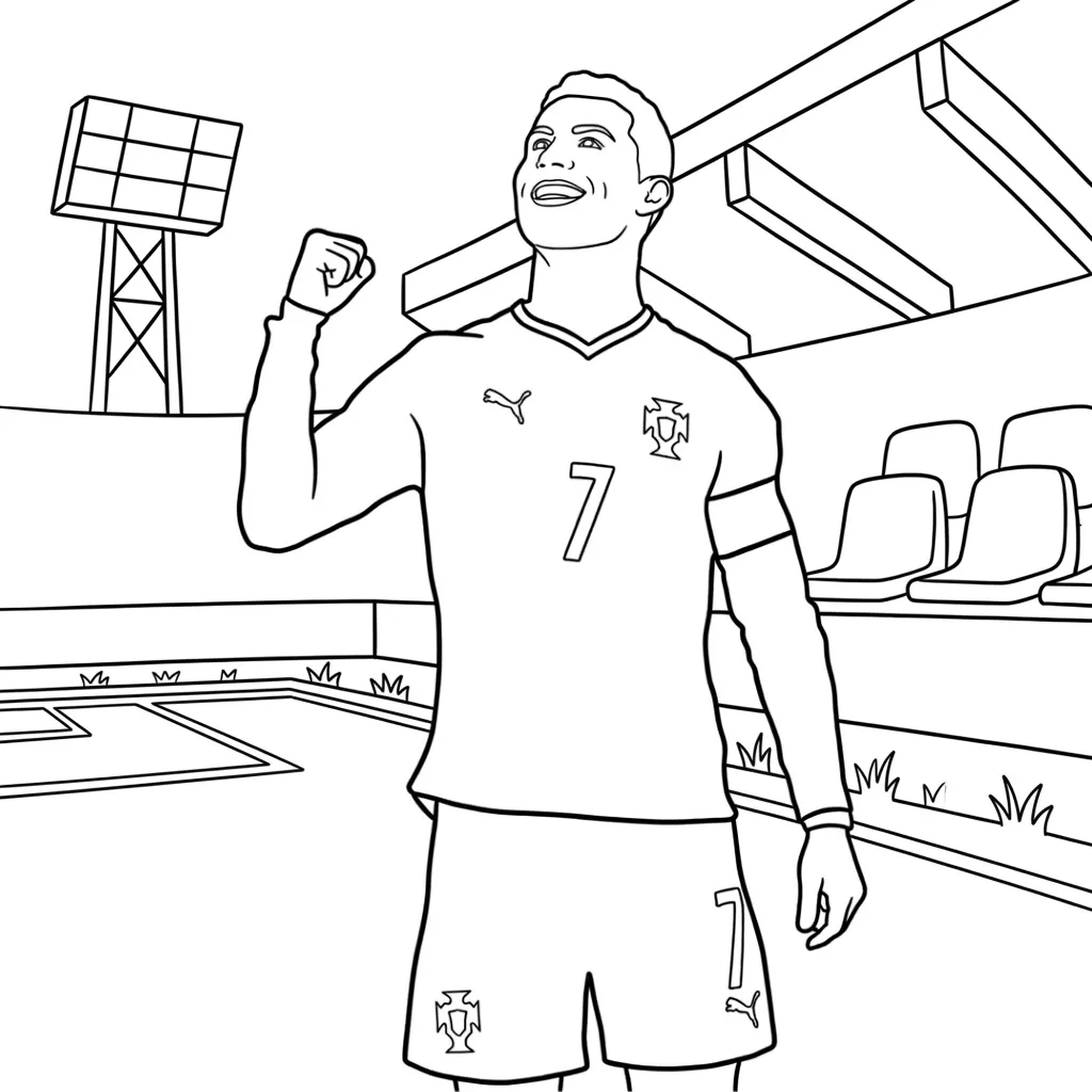 Cristiano Ronaldo 20 para colorear para niño para imprimir gratis