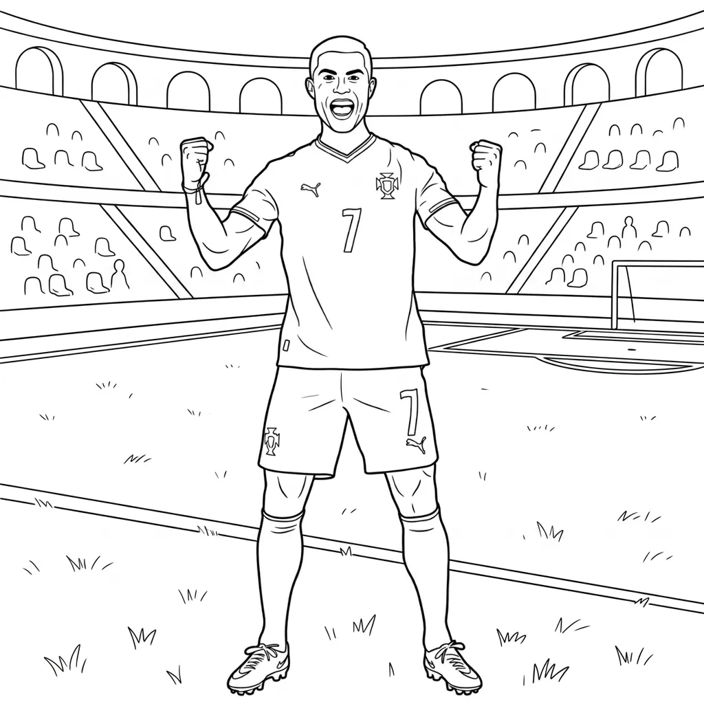 Cristiano Ronaldo 25 para colorear para niño de 7 años