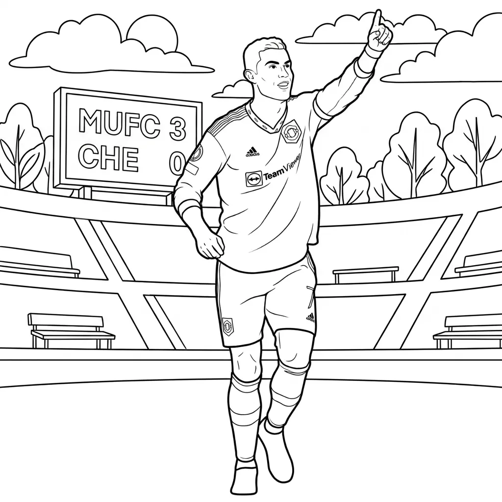 imprimir Cristiano Ronaldo 3 para colorear para niño