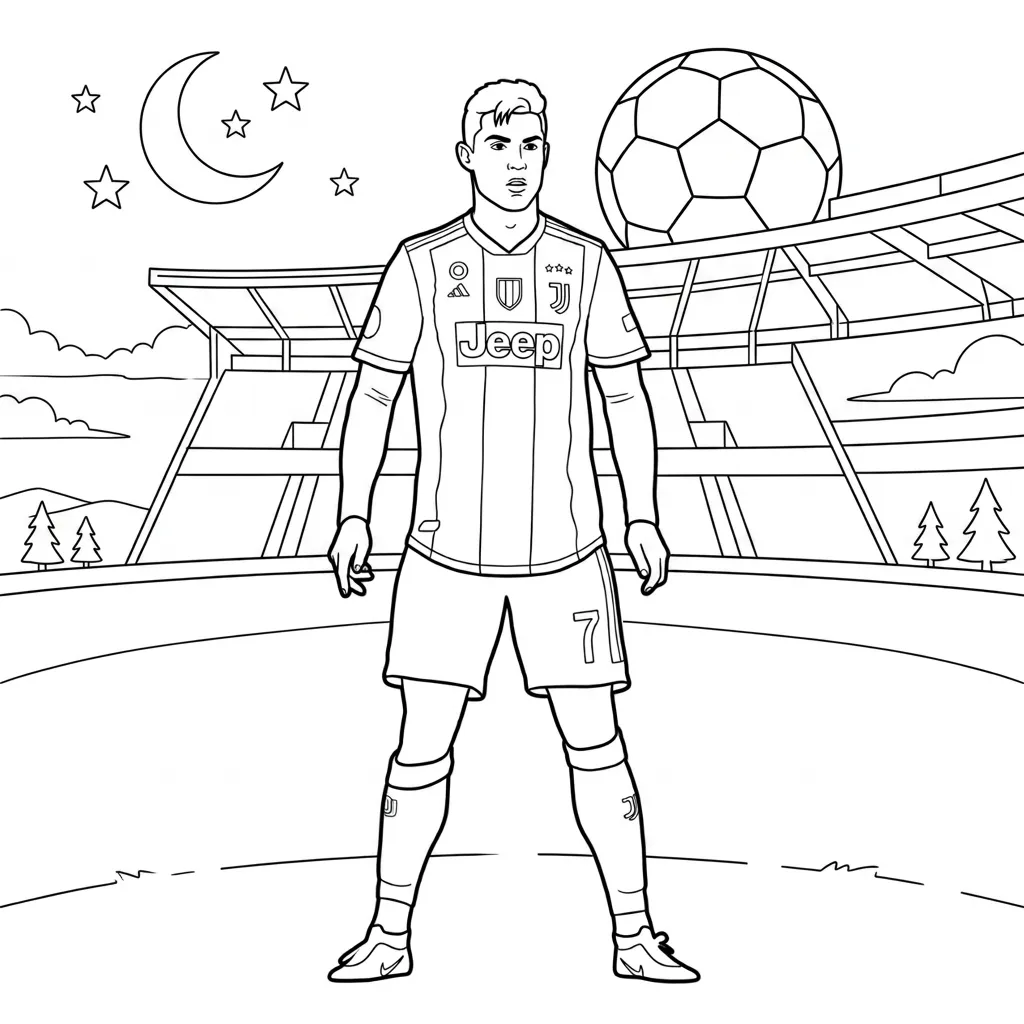 Cristiano Ronaldo 4 para colorear para niño para imprimir