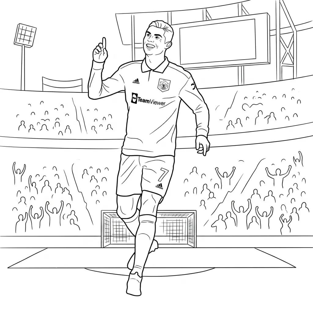 Cristiano Ronaldo 6 para colorear educativo para niño