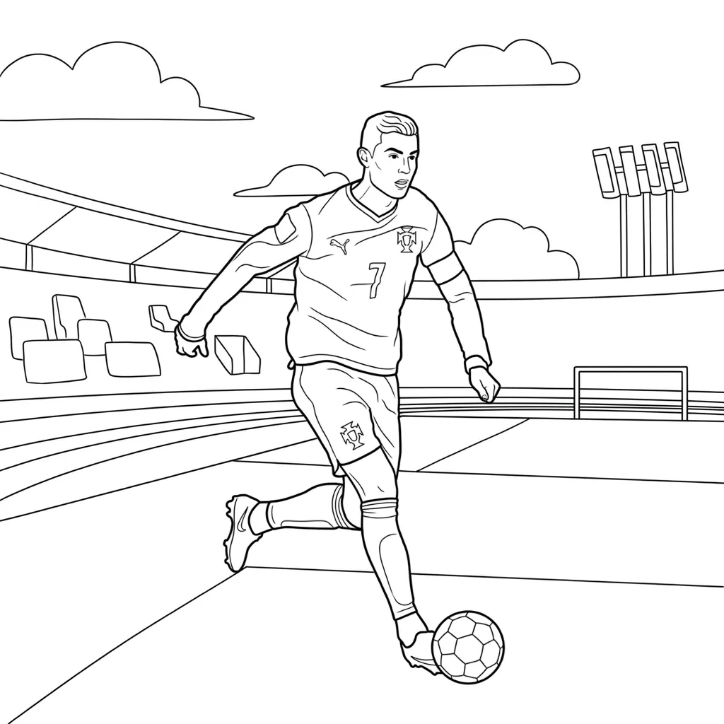 Cristiano Ronaldo 8 para colorear para imprimir para niños