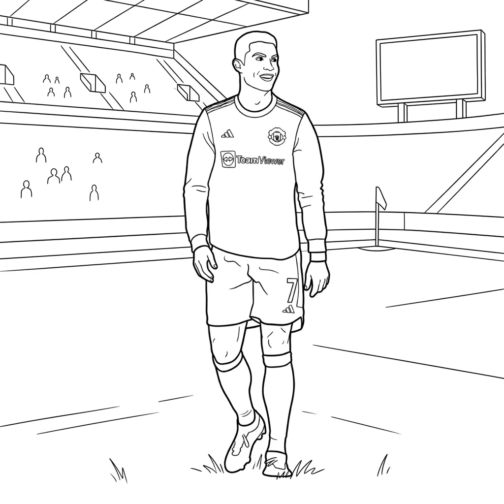 Cristiano Ronaldo 9 para colorear para imprimir kawaii