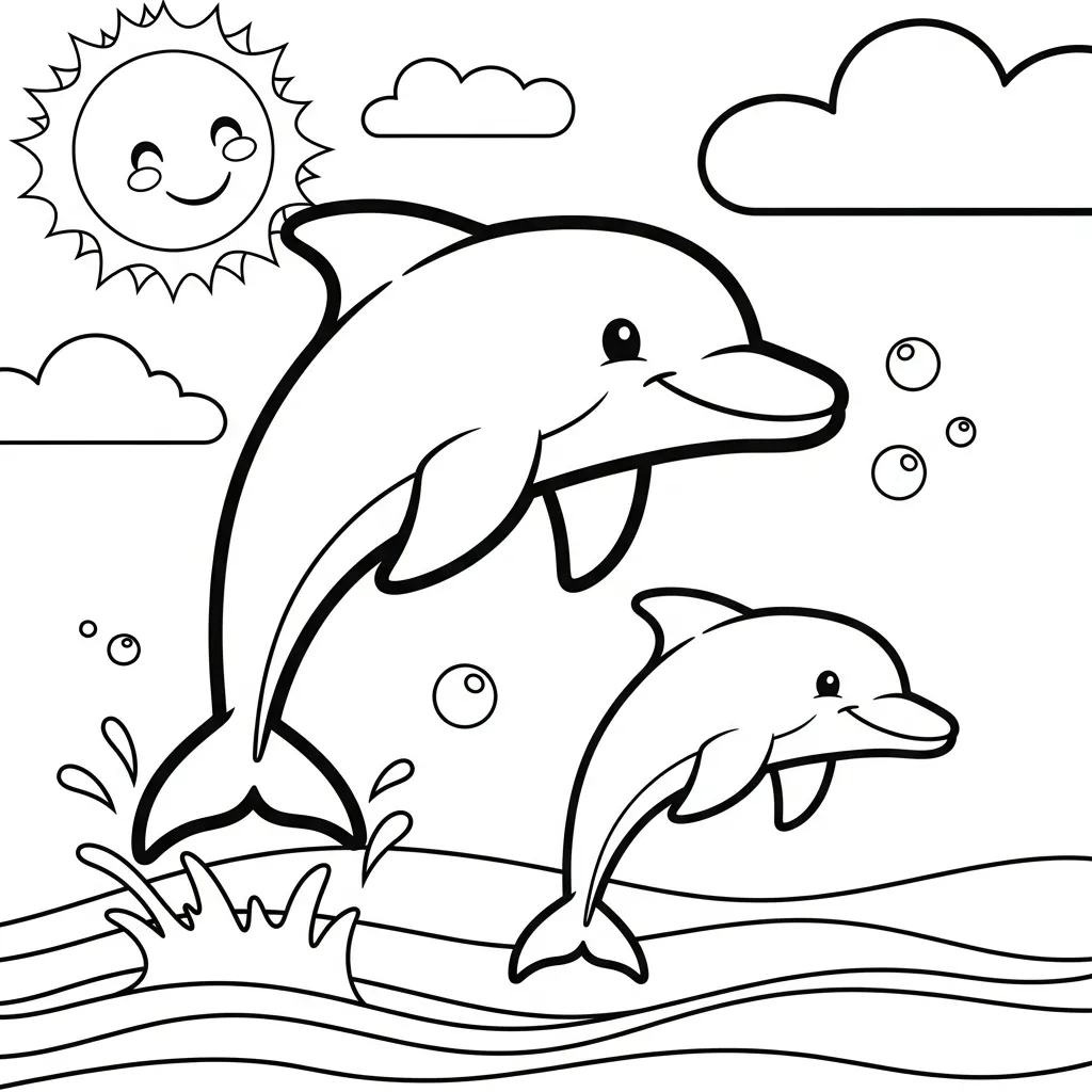 Delfines Para Colorear para colorear para imprimir gratis pdf