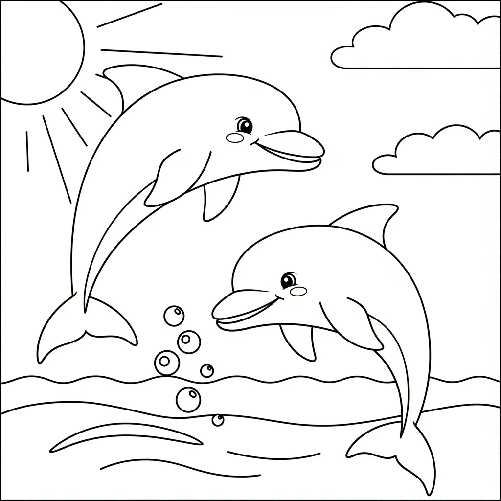 Delfines Para Colorear para colorear para niño de 2 años