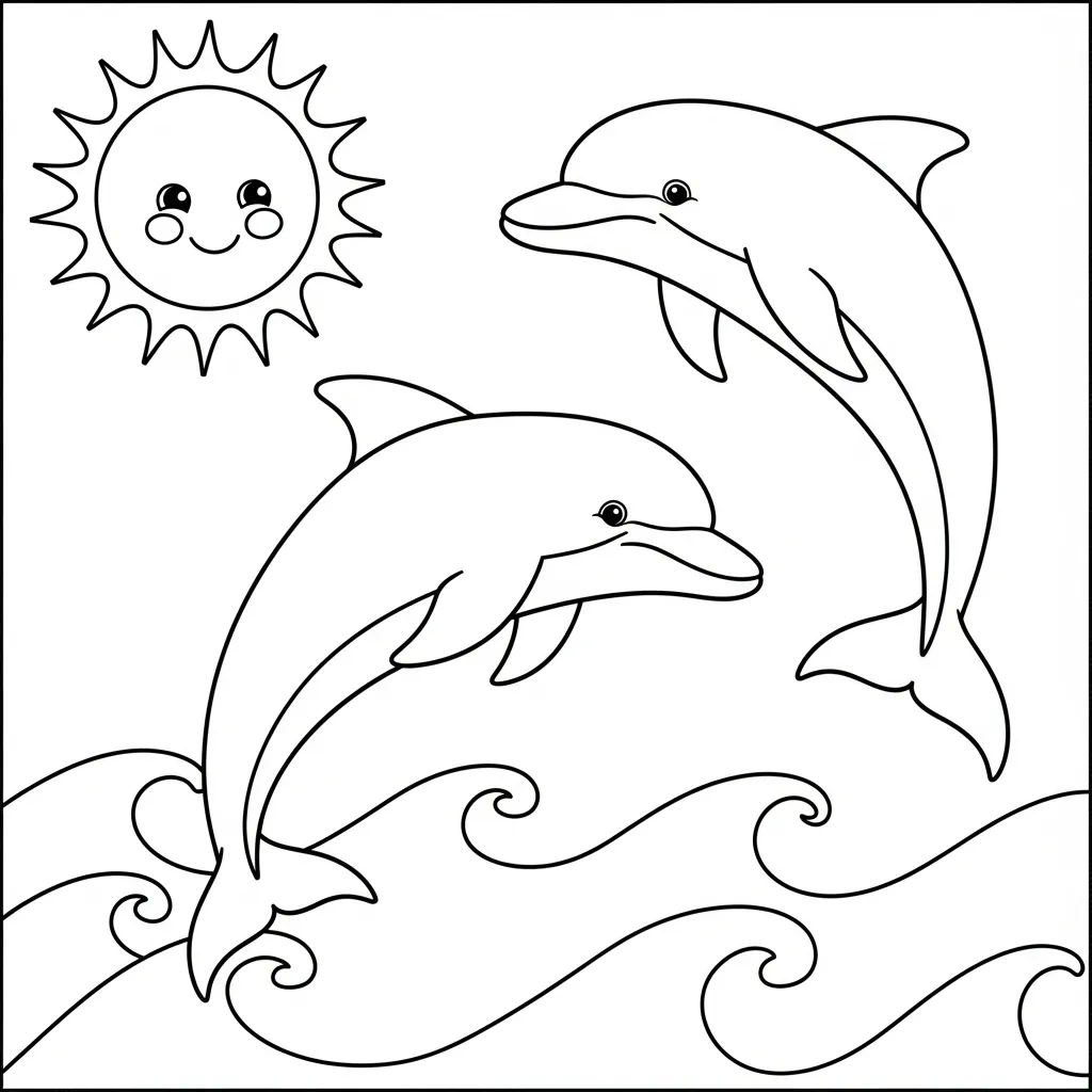 Delfines Para Colorear para colorear para bebé para imprimir