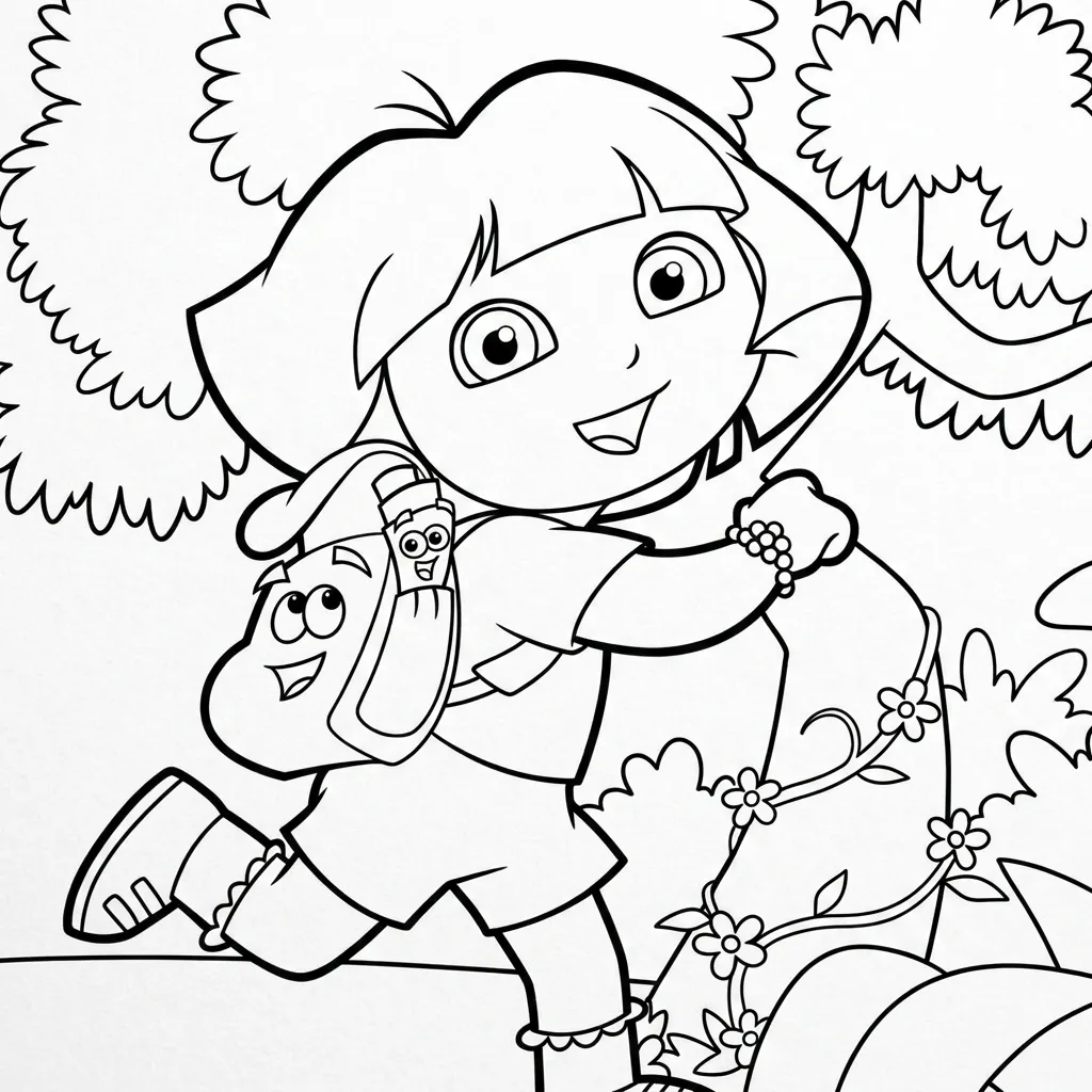Dora la Exploradora Para Colorear para colorear gratis en línea