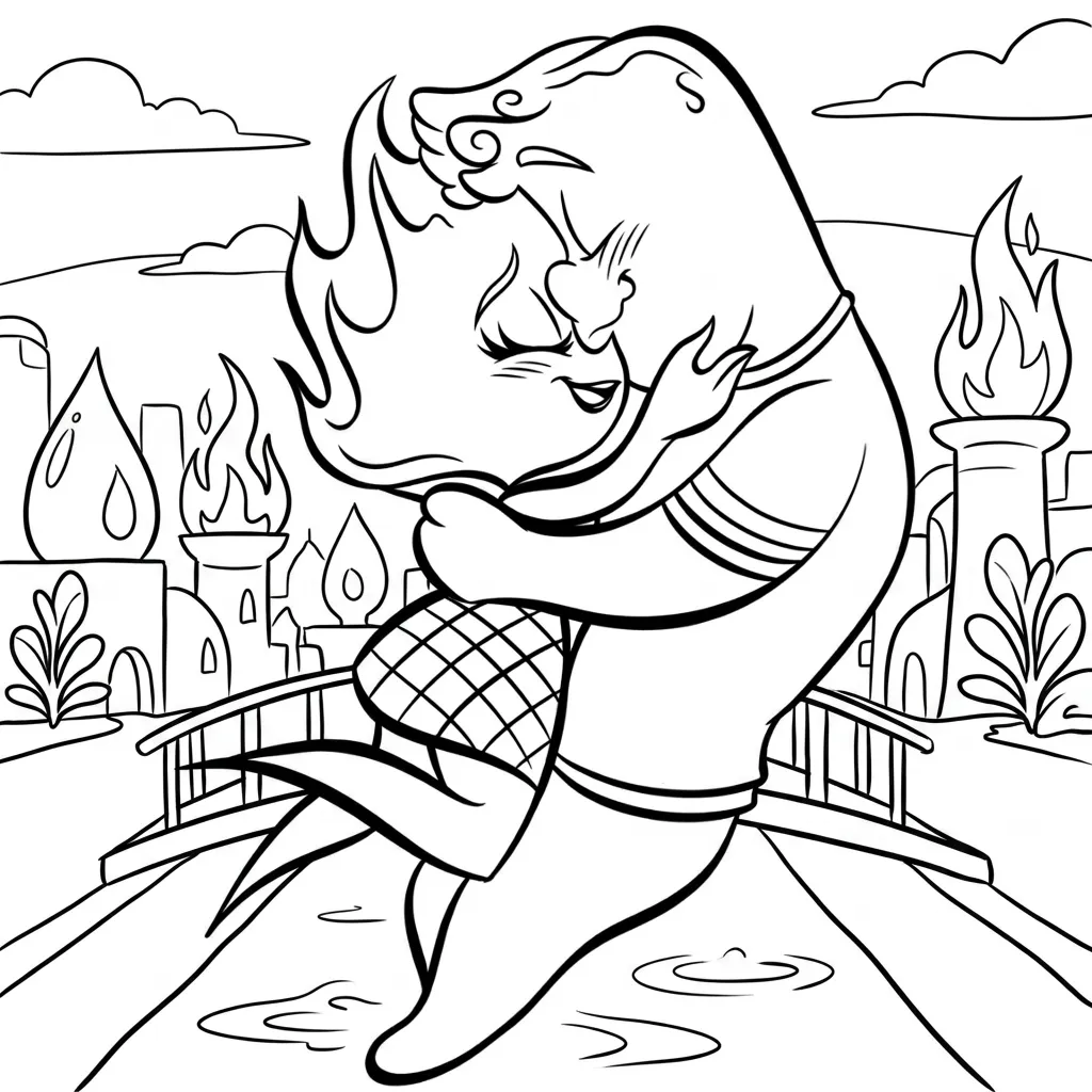 Elemental 12 para colorear para niño para imprimir
