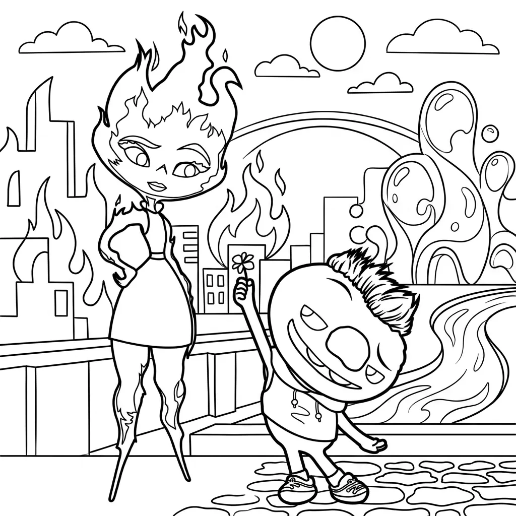 Elemental 25 para colorear y dibujo para imprimir