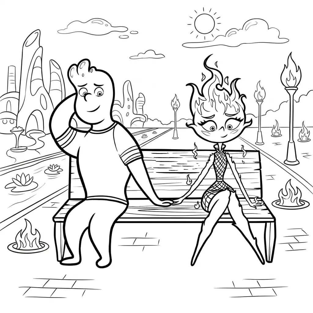 Elemental 5 para colorear para niño para imprimir