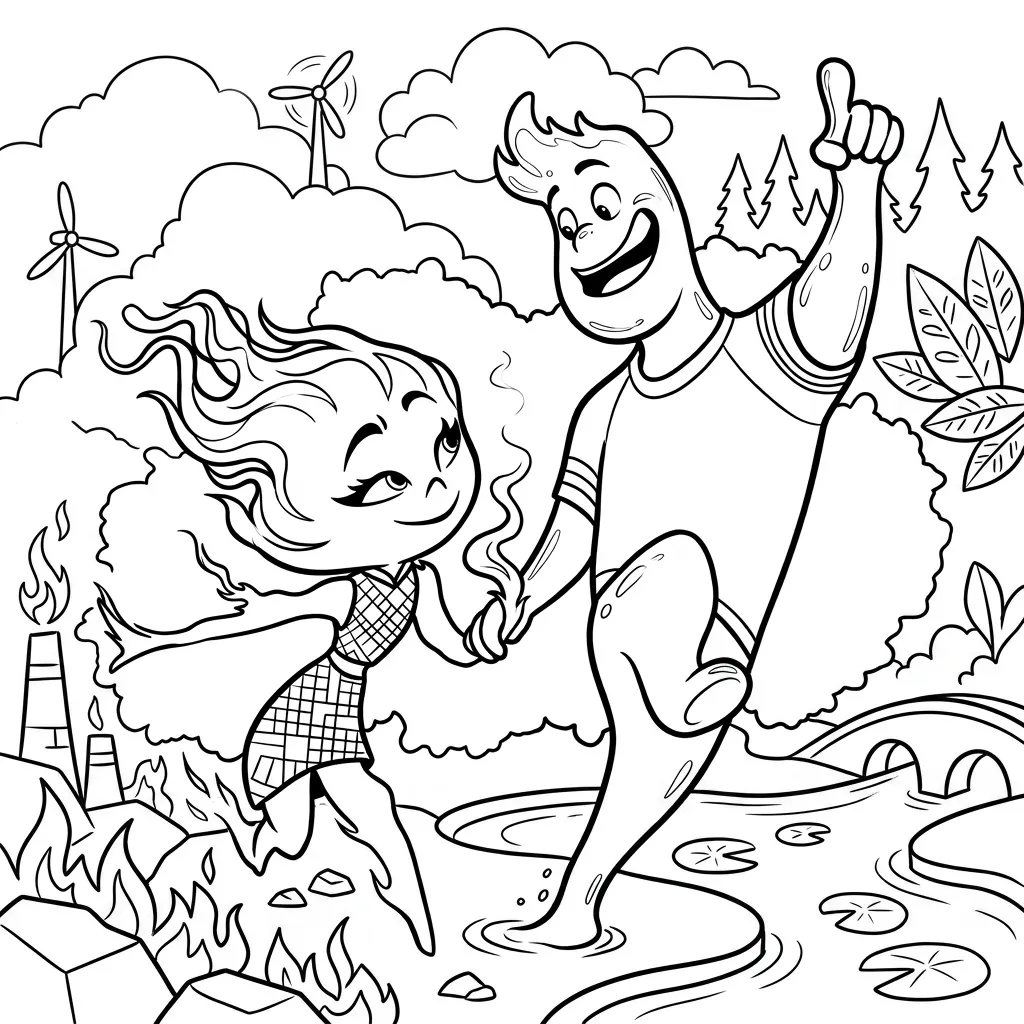 Elemental 7 para colorear para imprimir para niño de 4 años