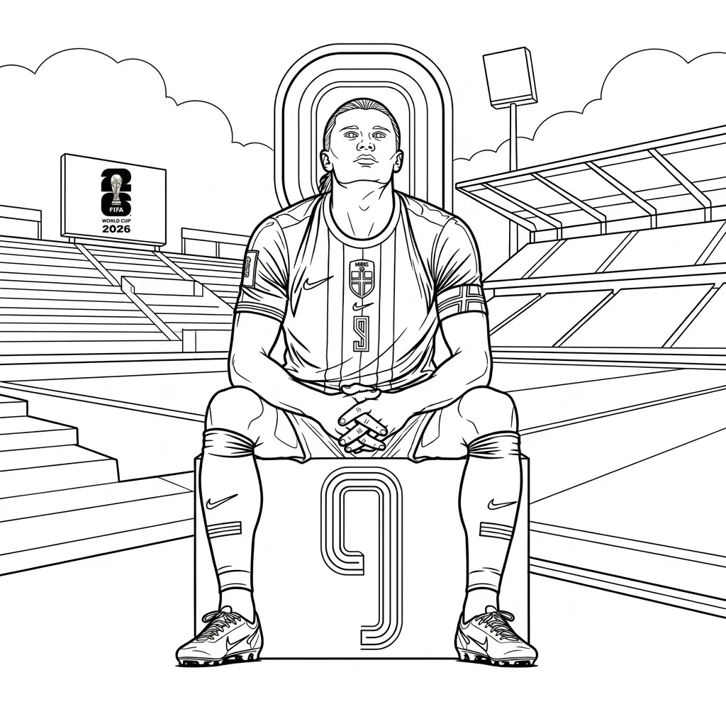Erling Haaland 5 para colorear en línea para niño