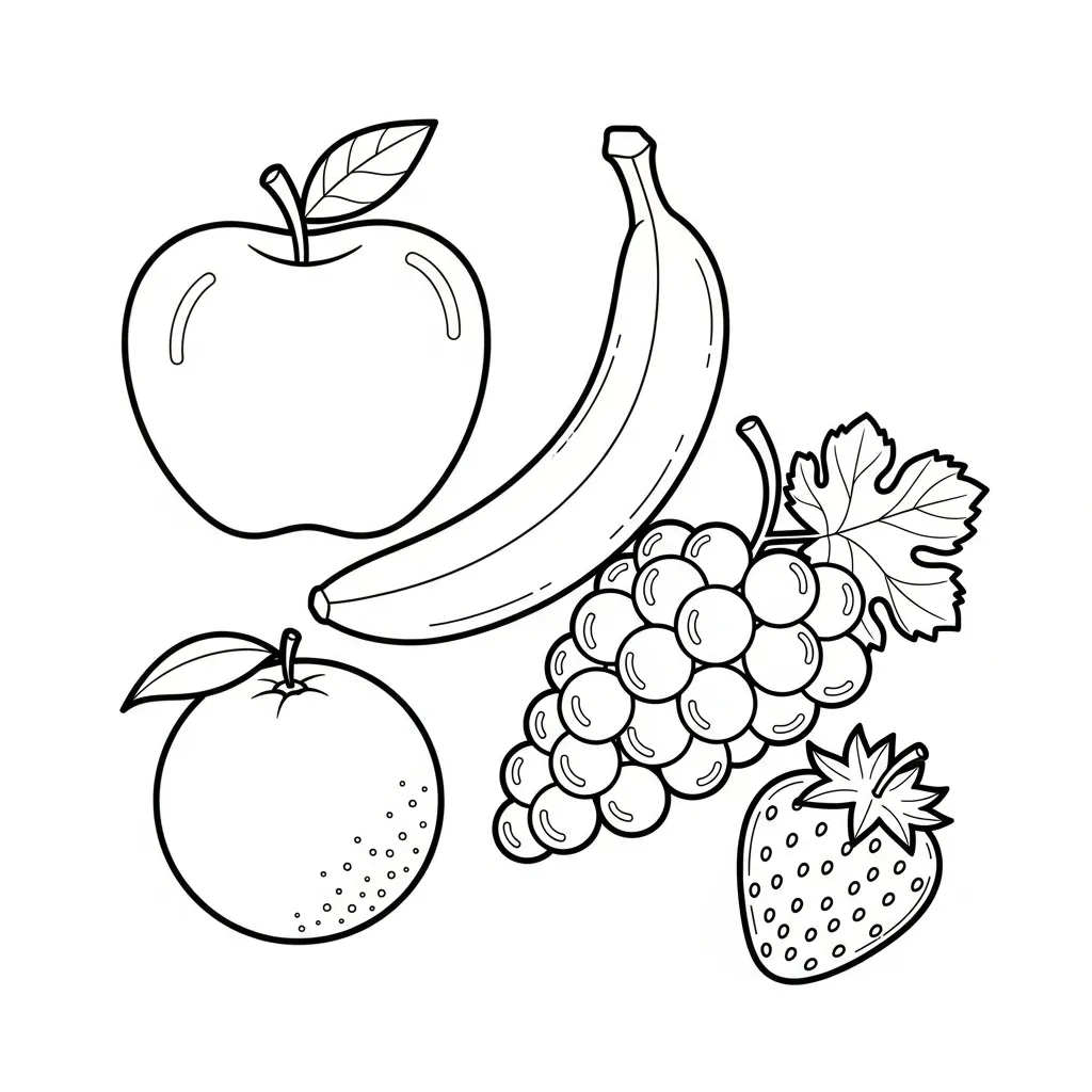Frutas para colorir para uma criança de 5 anos