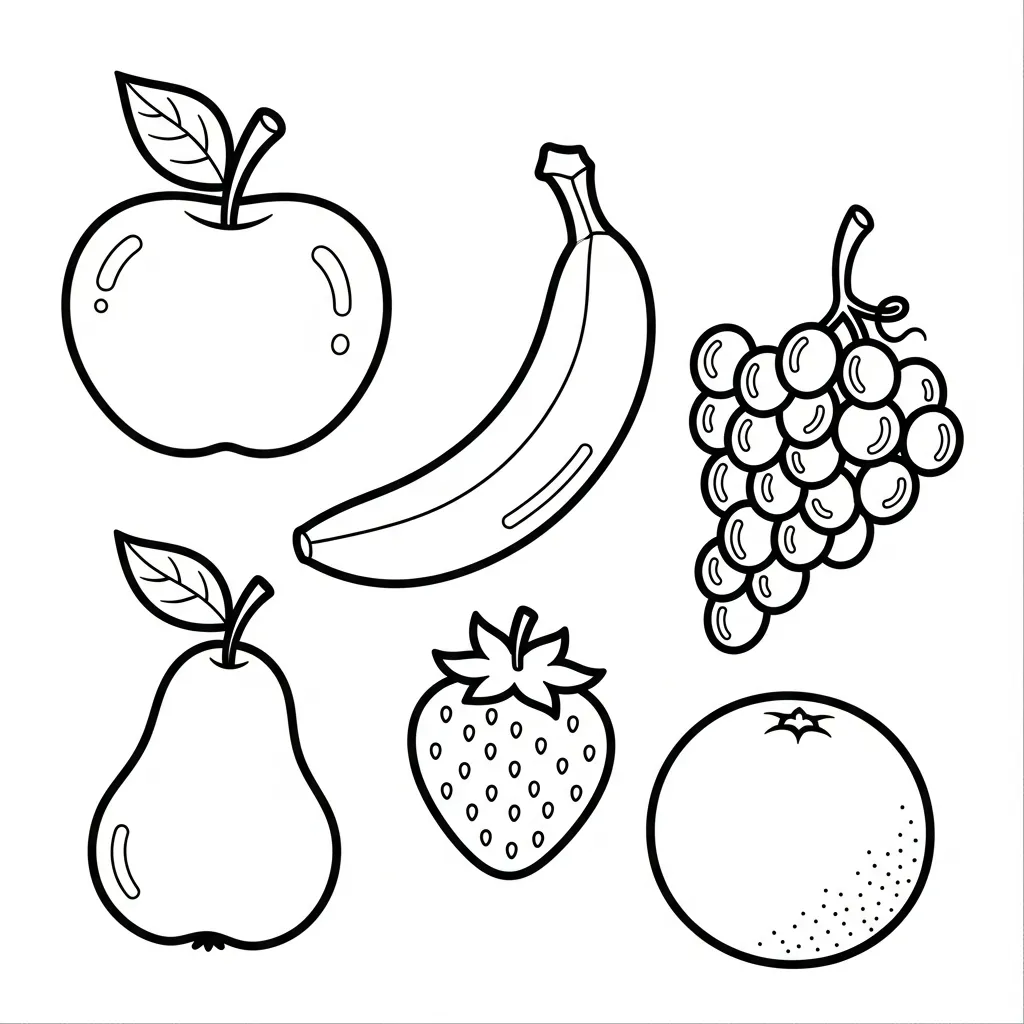 Frutas para colorir - página para colorir e desenho para imprimir