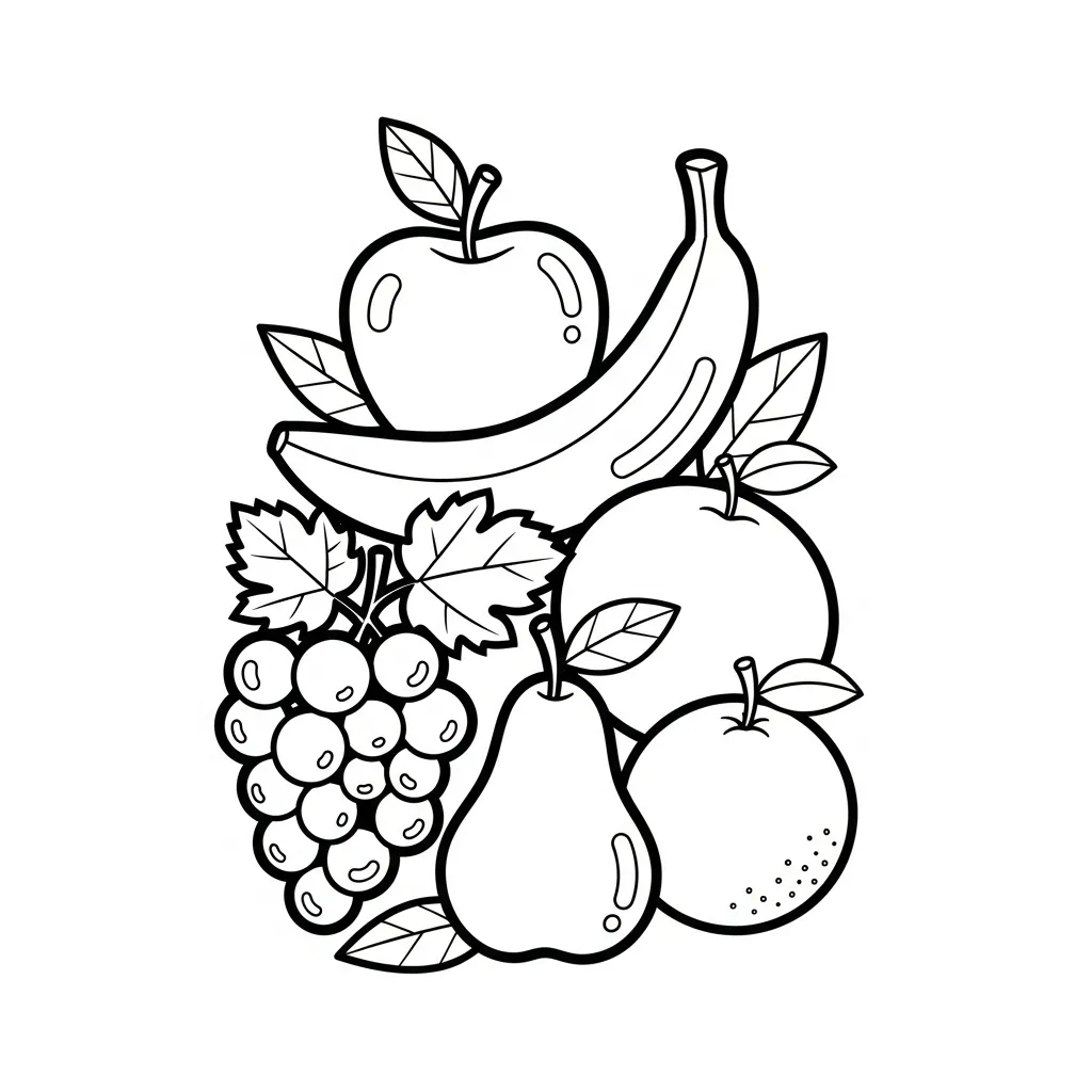 Frutas para colorir - Páginas para colorir imprimíveis para crianças de 2 anos