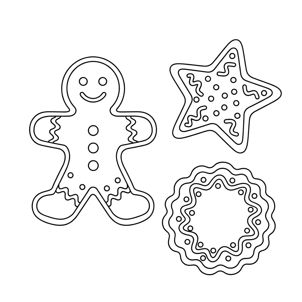 Ausmalbild Lebkuchen für Kinder, kostenlos zum Ausdrucken