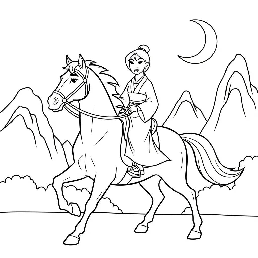 Mulan 1 para colorear para imprimir para niño de 2 años