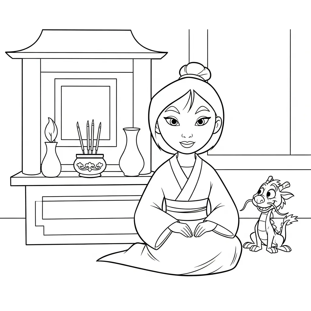 Mulan 14 para colorear para niño de 10 años