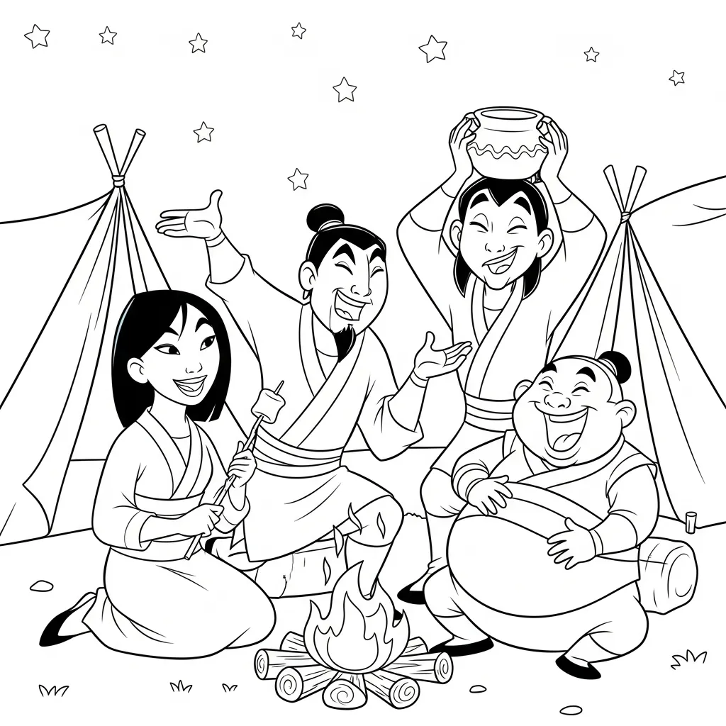 Mulan 16 para colorear y recortar para imprimir gratis