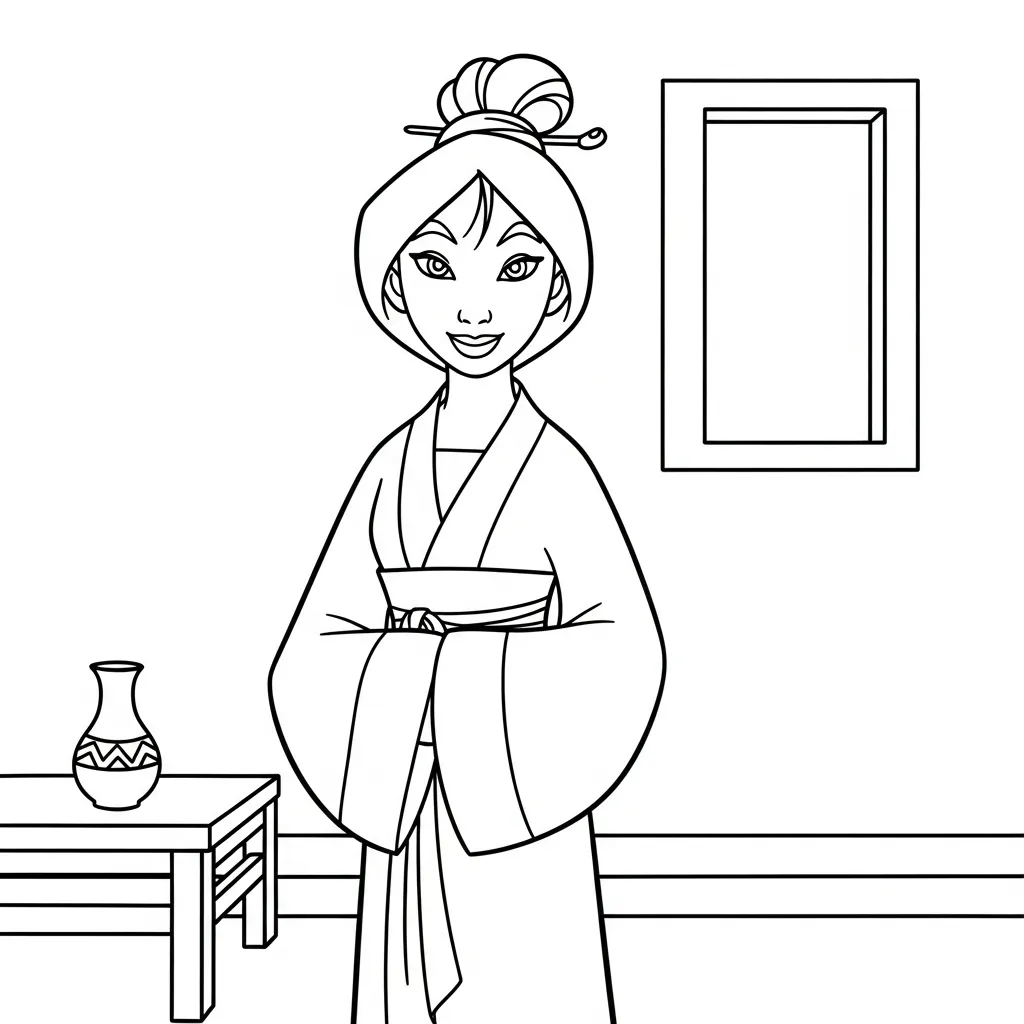 Mulan 19 para colorear para imprimir para niño de 6 años