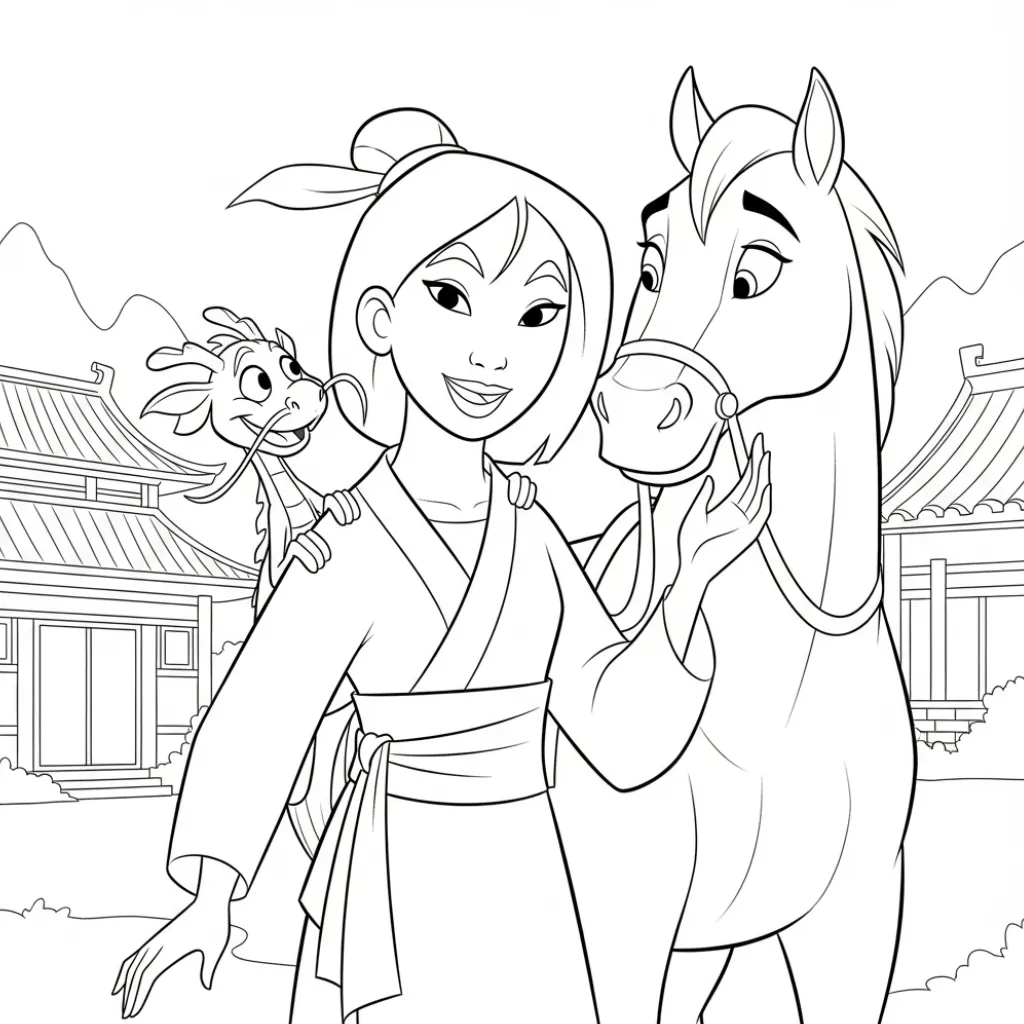 Mulan 2 para colorear para niños