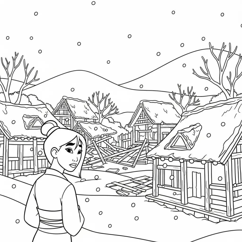 Mulan 26 para colorear para imprimir para niño de 3 años
