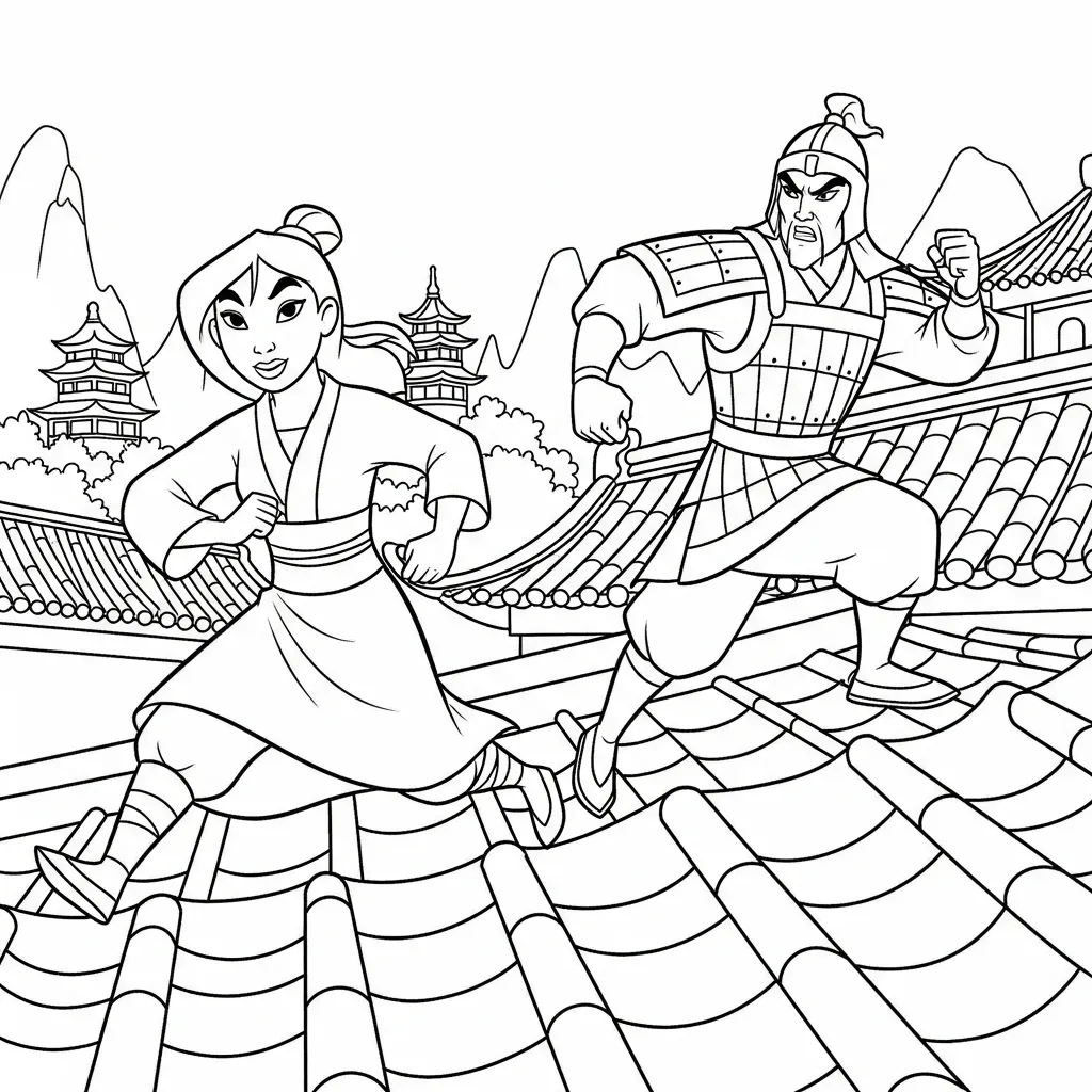 Mulan 27 para colorear para imprimir para niño de 9 años