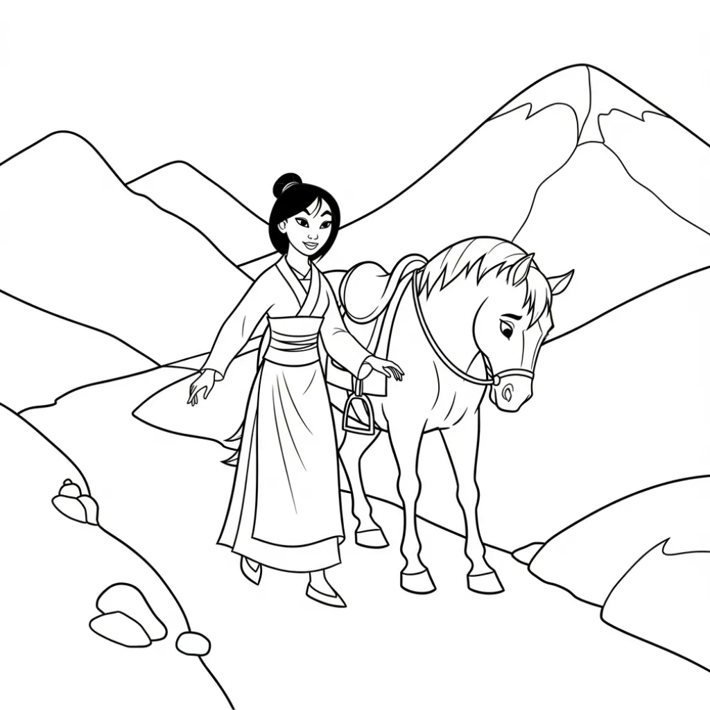 Mulan 4 para colorear para niño de 10 años
