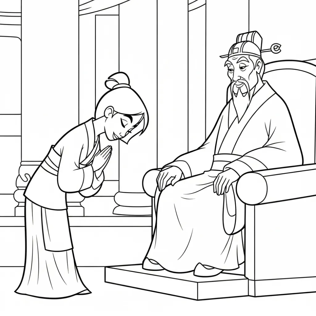Mulan 9 para colorear gratis para imprimir