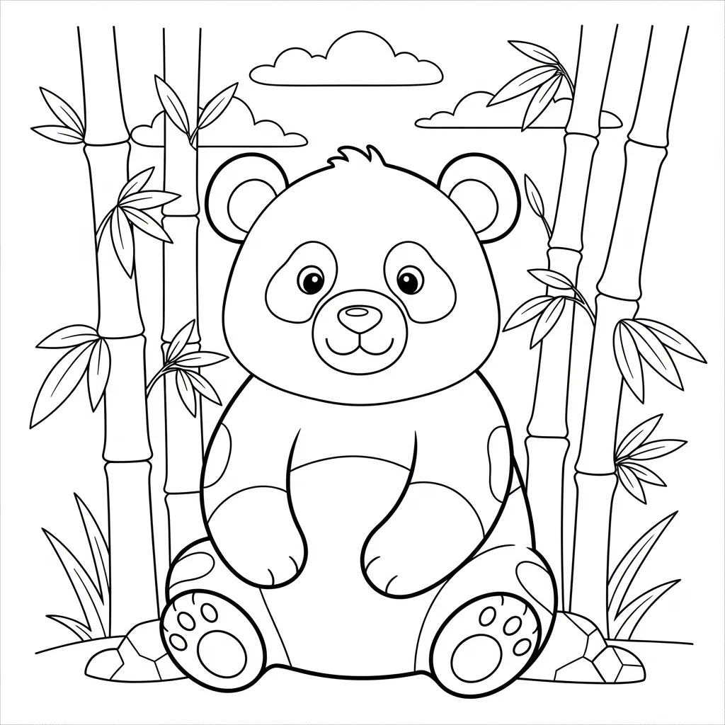 Oso Panda Para Colorear para colorear para niño gratis 1
