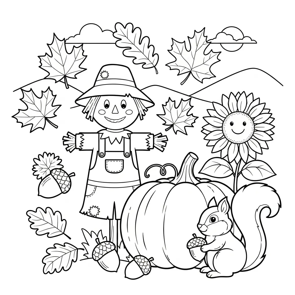 Otoño Para Colorear para colorear para niño de 3 años