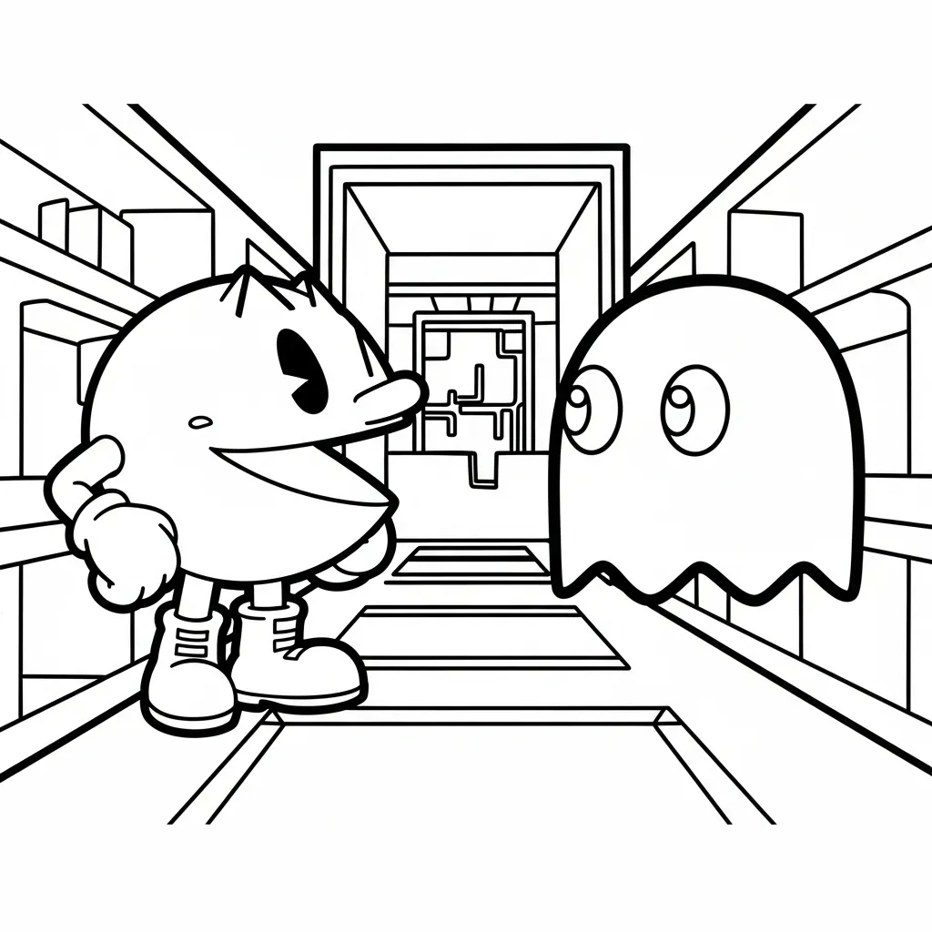 Pacman 10 para colorear y recortar